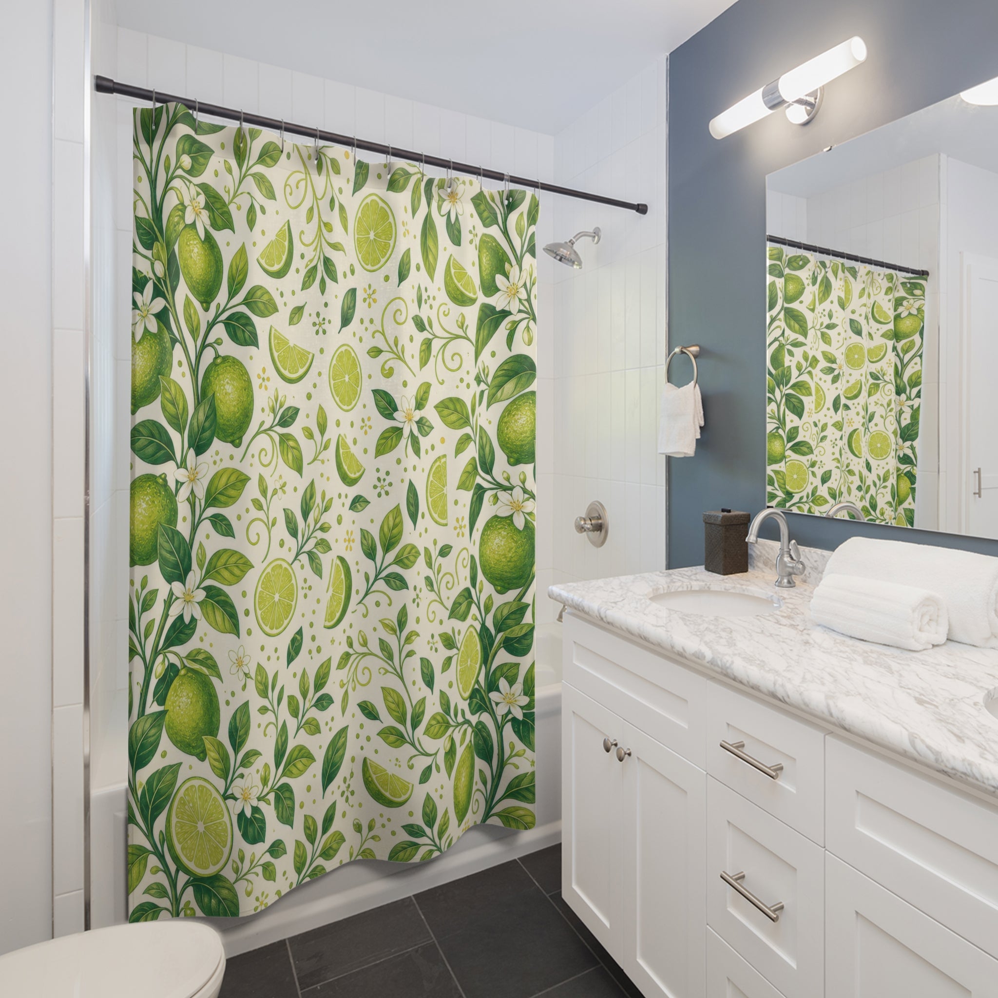 Lime Citrus Green Botanical Shower Curtain
