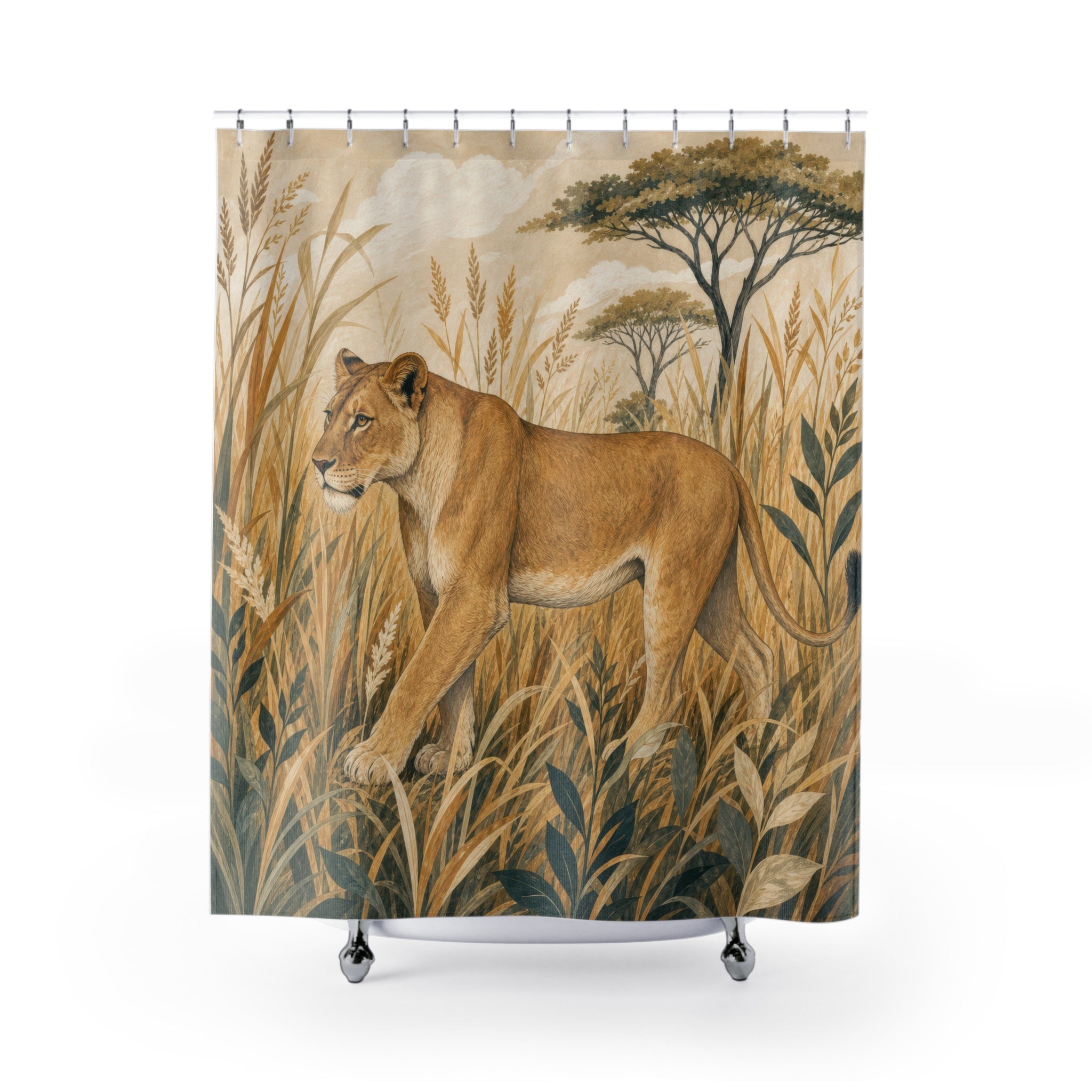 Savanna Lioness Animal Scene Shower Curtain