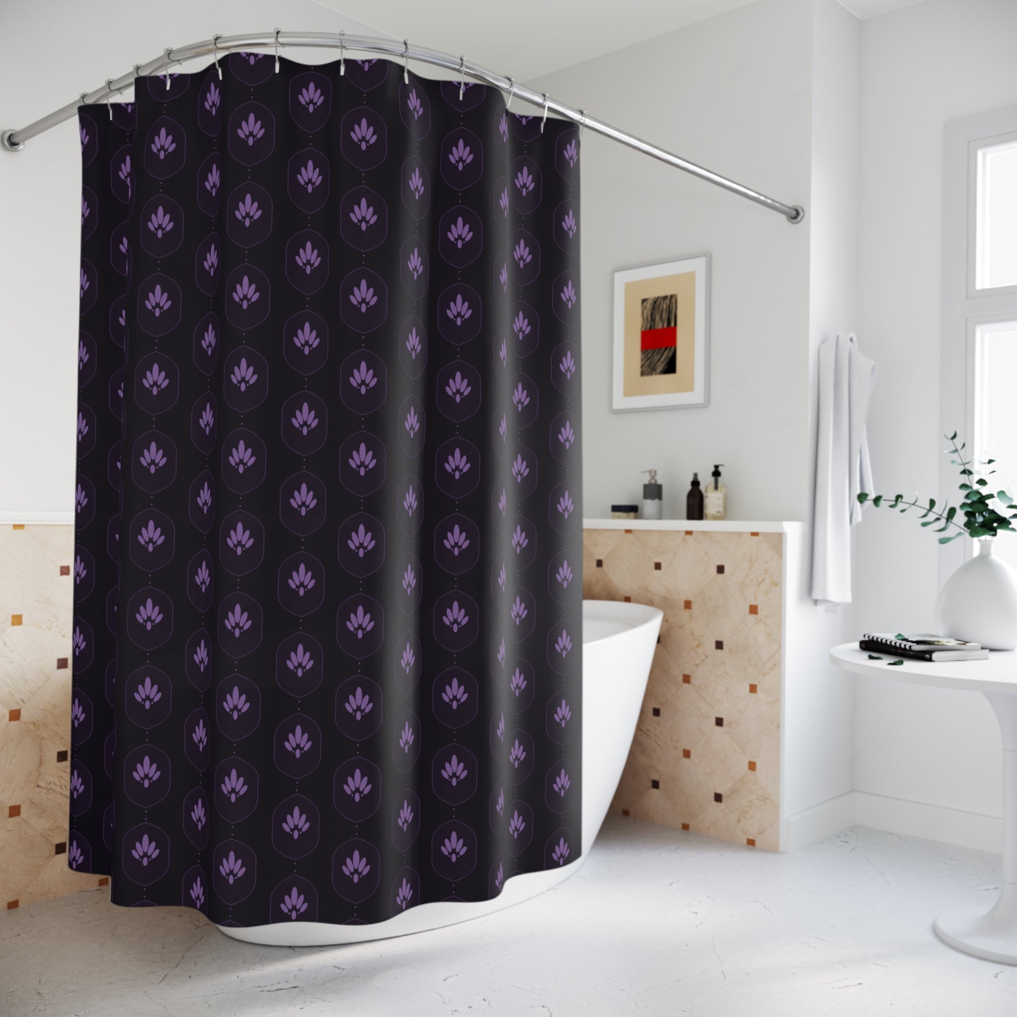Purple Damask Shower Curtain – Dark Amethyst Ogee