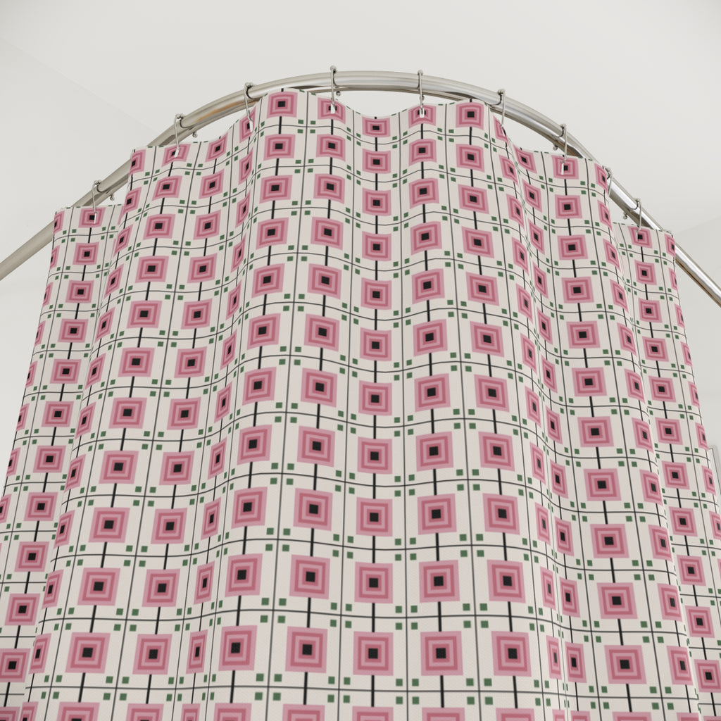 Mackintosh Rose Shower Curtain – Pink Geometric