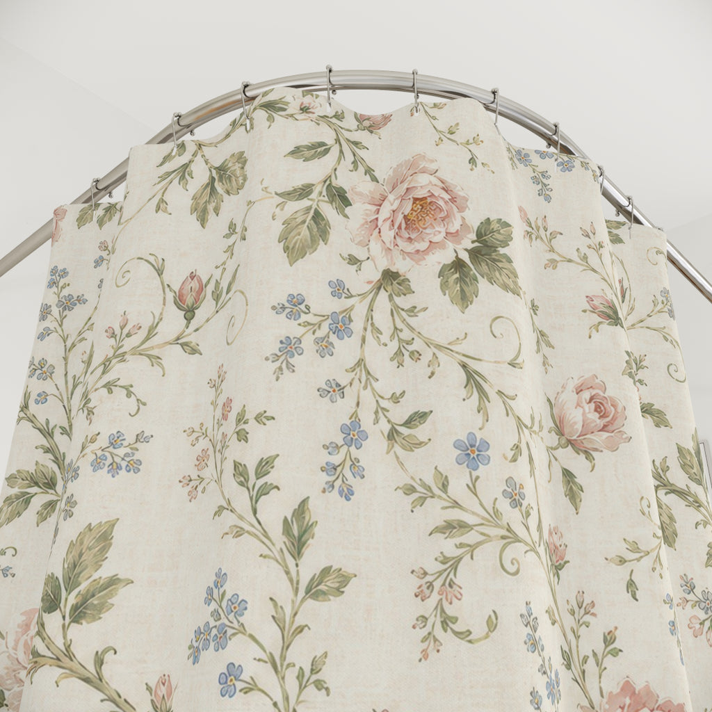 Vintage Floral Cottage Rose Shower Curtain