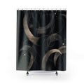 Black Abstract Shower Curtain, Celestial Moon Bath Decor, Cream Gray Crescent Pattern, Moody Modern Bathroom Decor, Dark Art Style