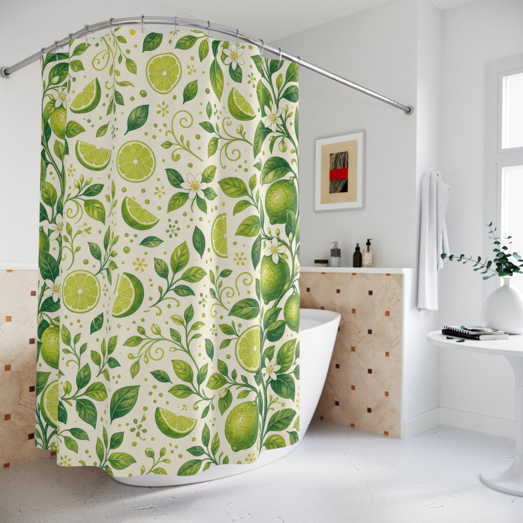 Lime Citrus Green Botanical Shower Curtain