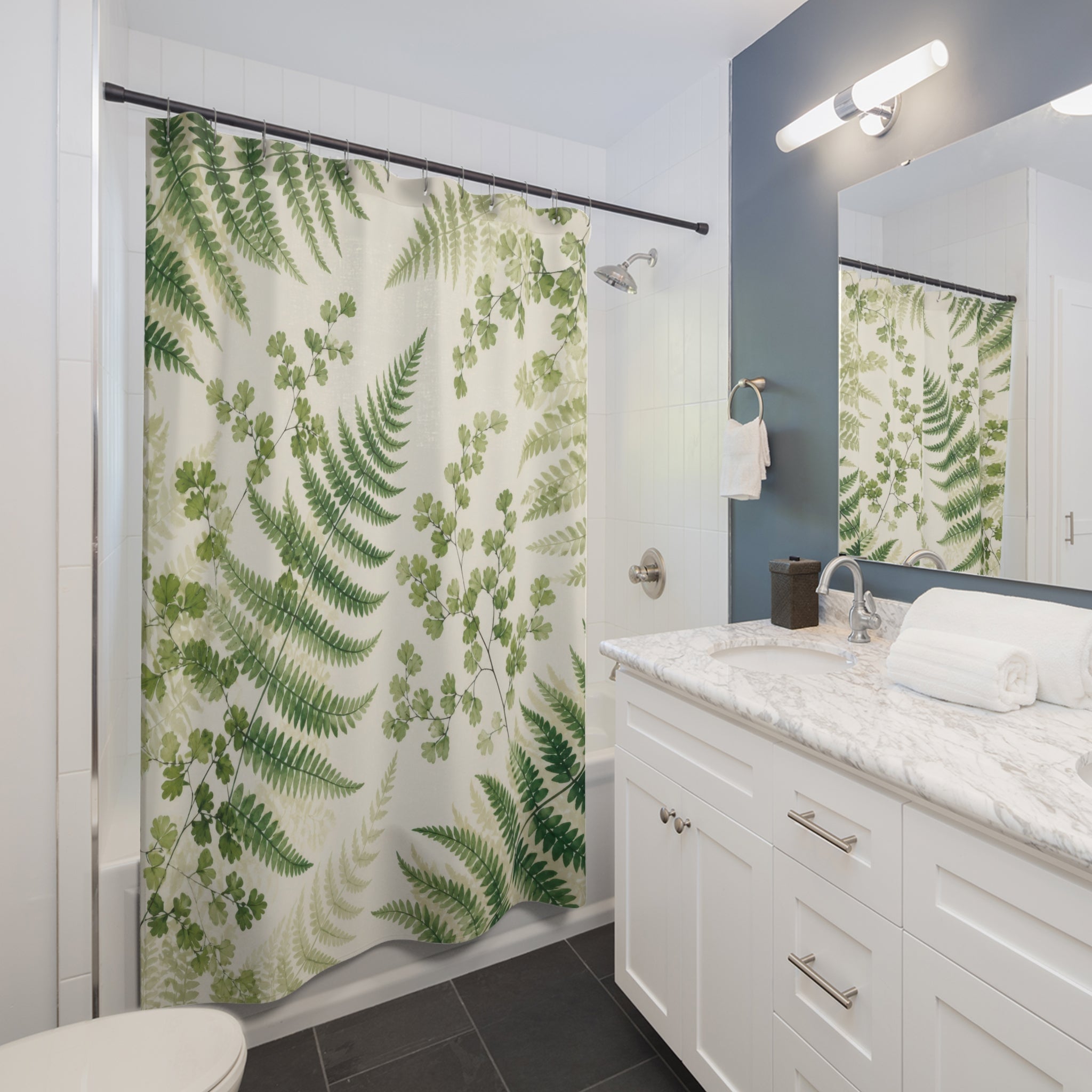 Green Fern Botanical Shower Curtain