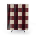 Buffalo Check Shower Curtain, Burgundy Red Cream Plaid Pattern, Farmhouse Bathroom Decor, Country Guest Bath Holiday Style