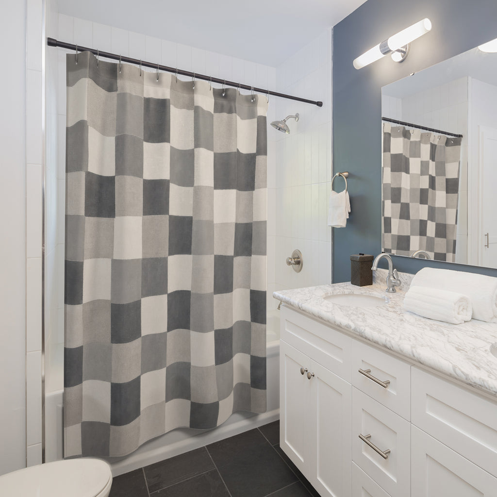 Soft Checkerboard Shower Curtain