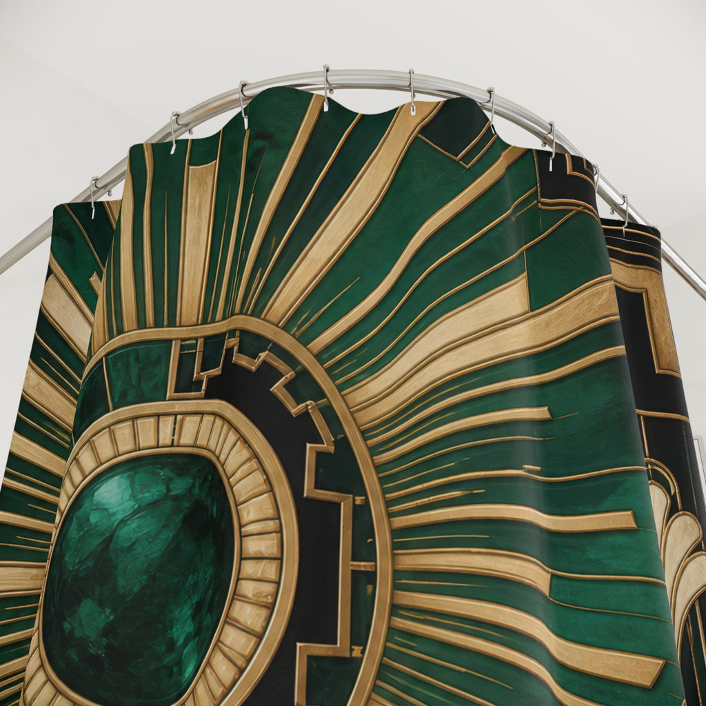 Emerald Art Deco Sunburst Shower Curtain