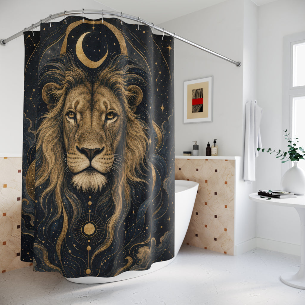 Moon Stars Animal Portrait Shower Curtain