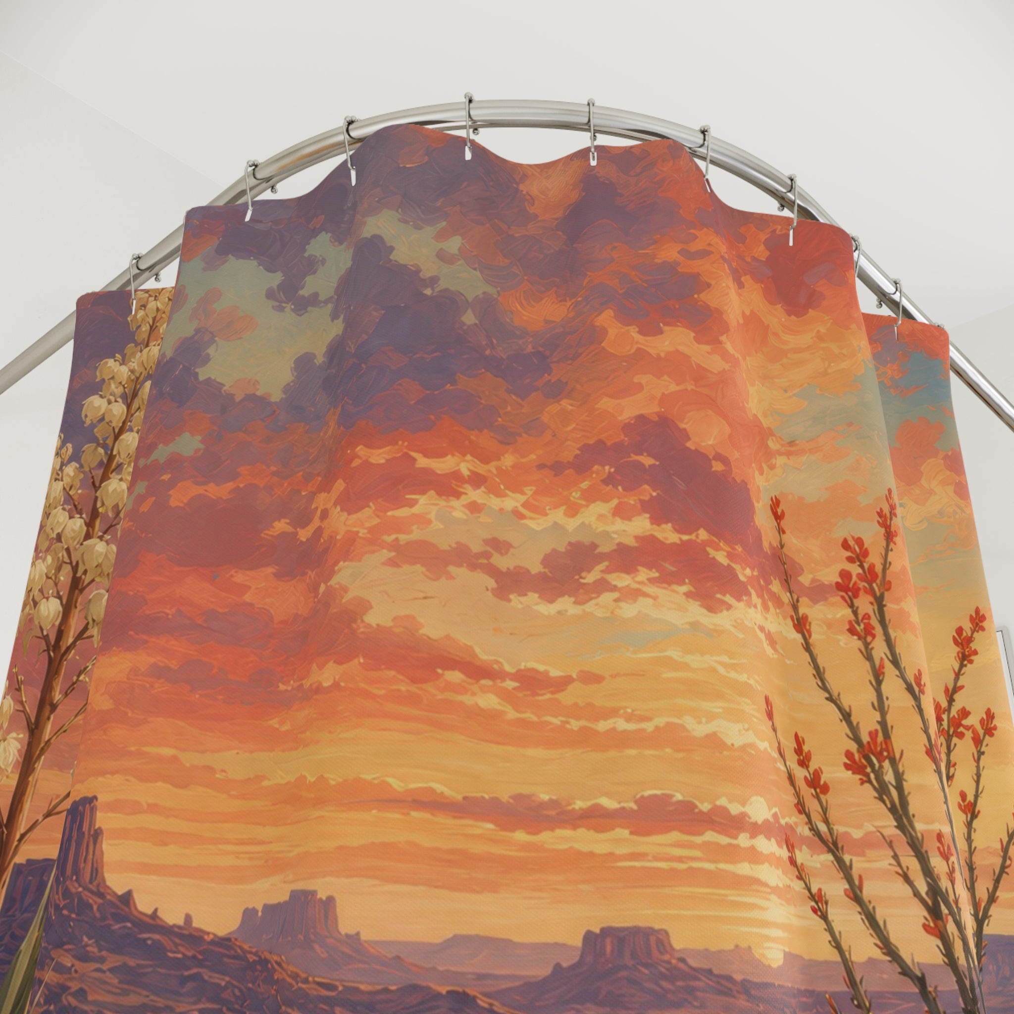 Southwestern Desert Shower Curtain – Cactus Sunset