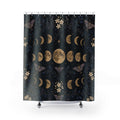 Moon Phases Shower Curtain, Botanical Lunar Cycle with Moths