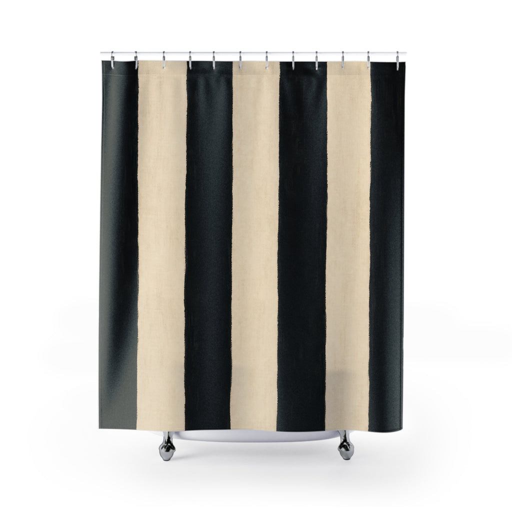 Ivory White Cabana Stripe Shower Curtain
