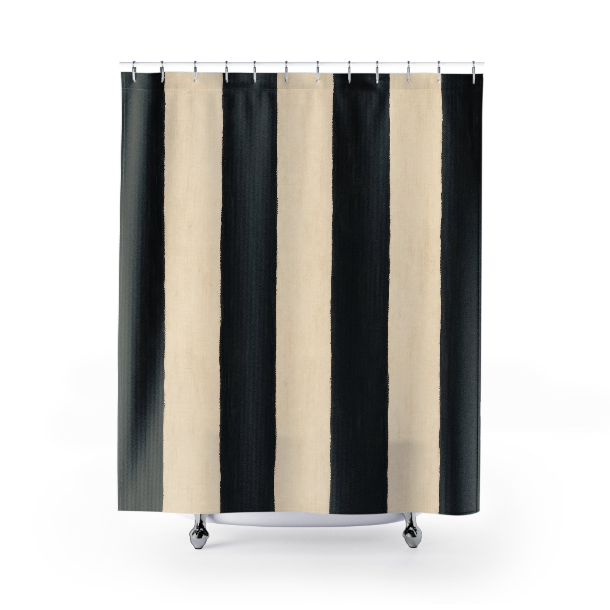 Ivory White Cabana Stripe Shower Curtain