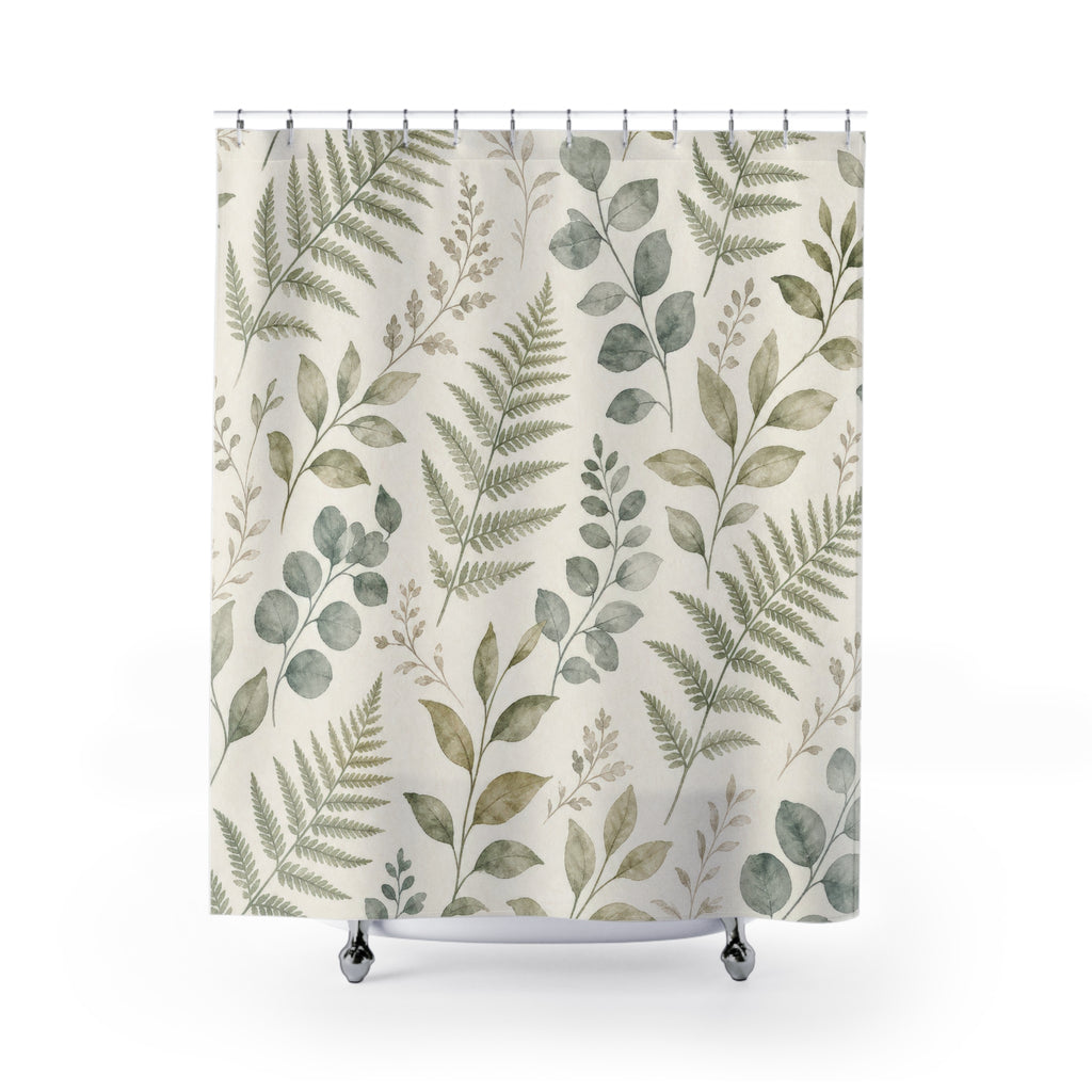 Sage Fern Eucalyptus Leaf Shower Curtain
