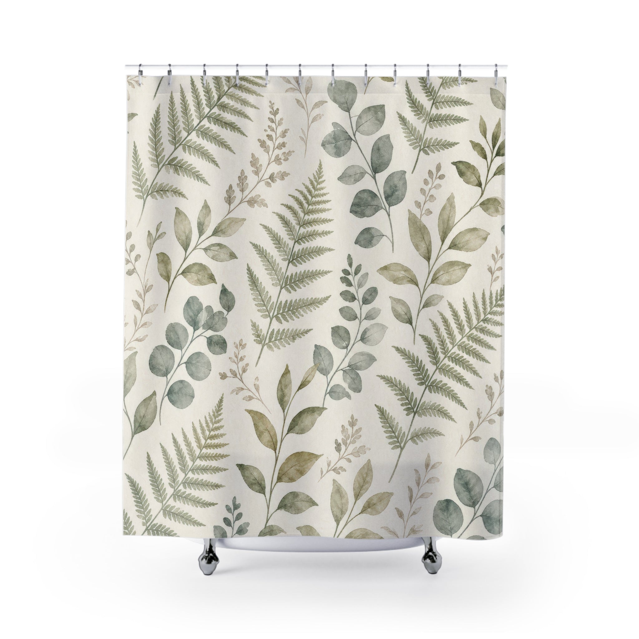 Sage Fern Eucalyptus Leaf Shower Curtain