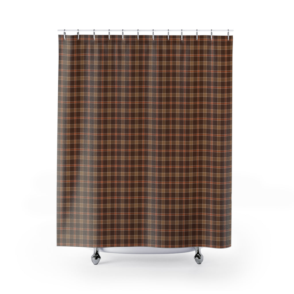 Warm Neutral Plaid Shower Curtain – Brown, Tan & Rust