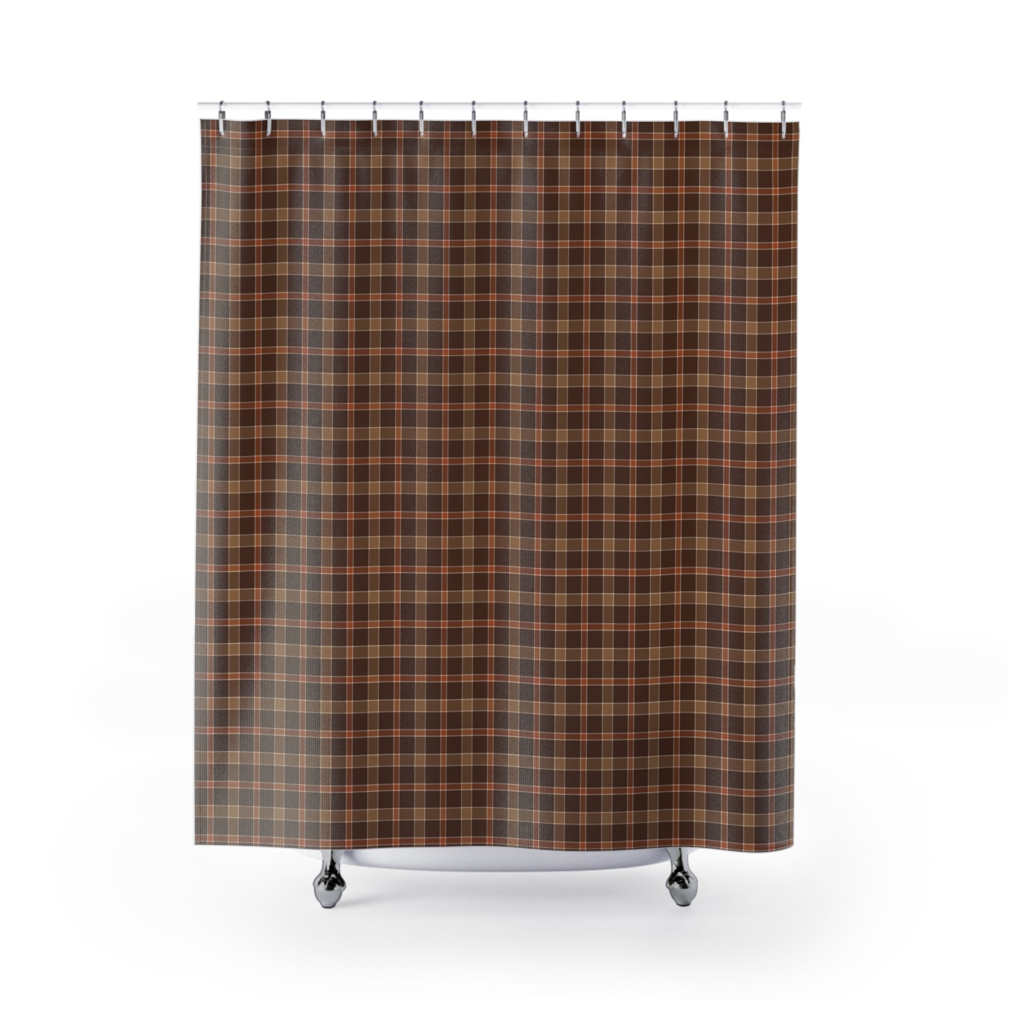 Warm Neutral Plaid Shower Curtain – Brown, Tan & Rust