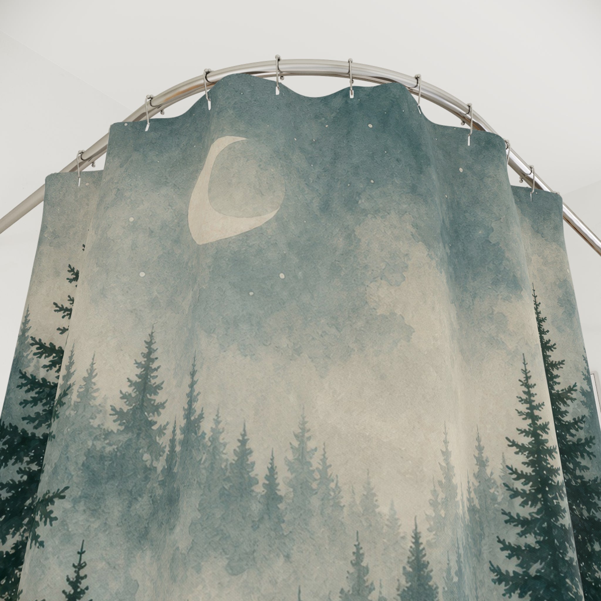 Moonlit Pine Watercolor Shower Curtain