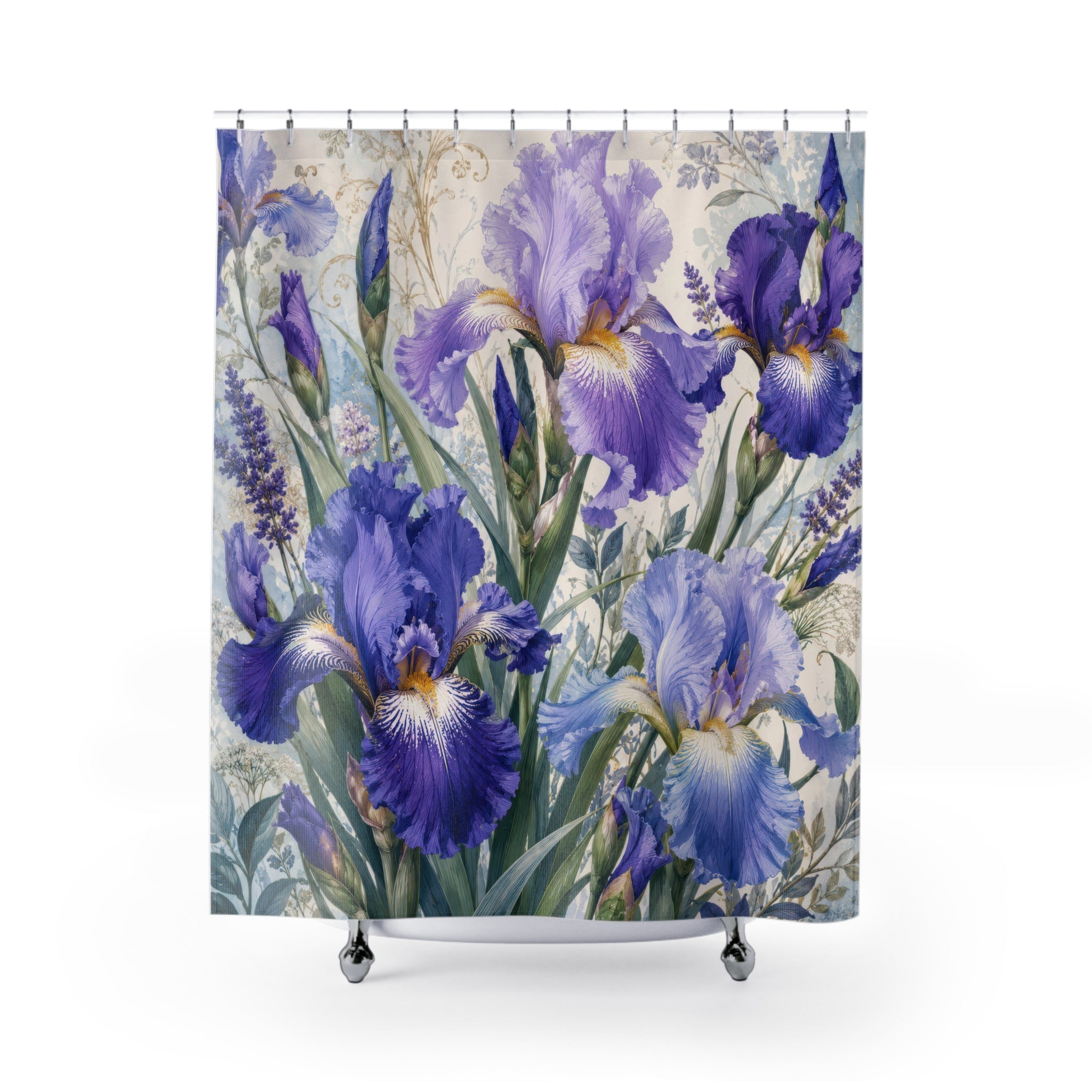 Iris Shower Curtain: Purple Blue Floral