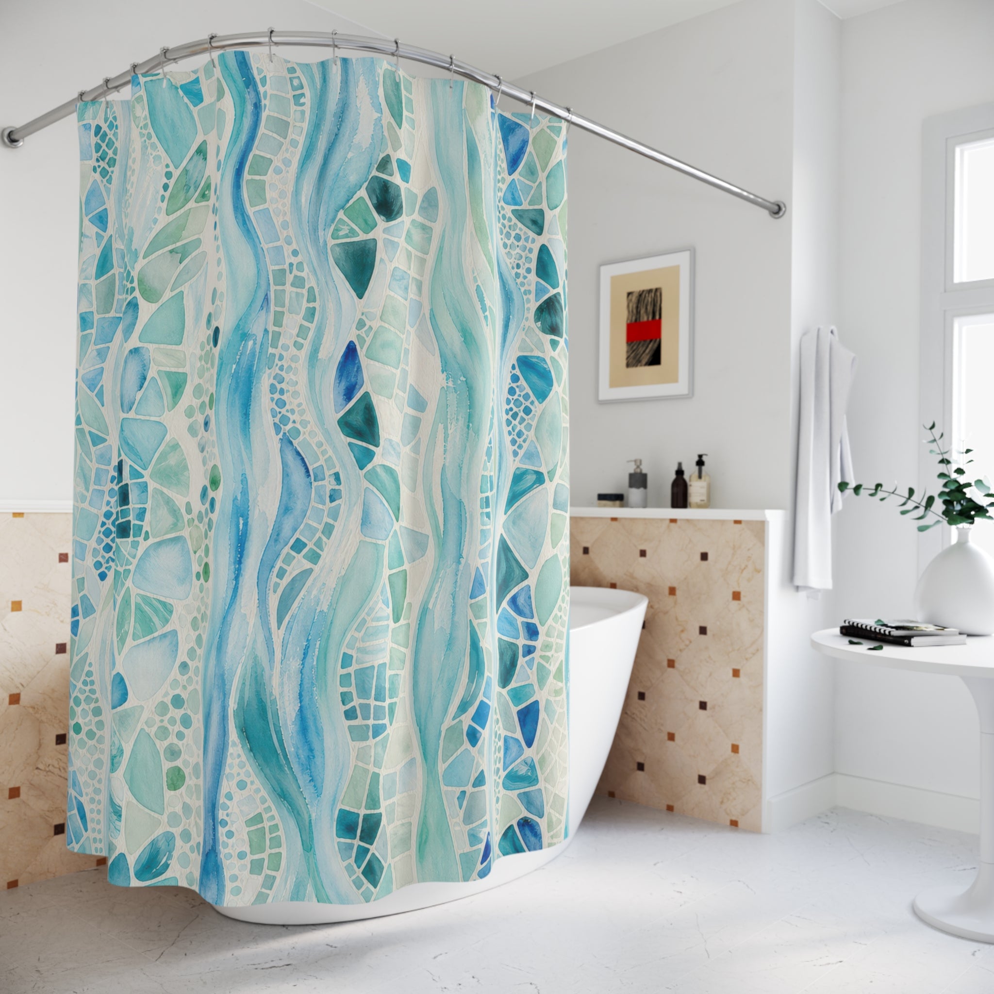 Blue Abstract Shower Curtain