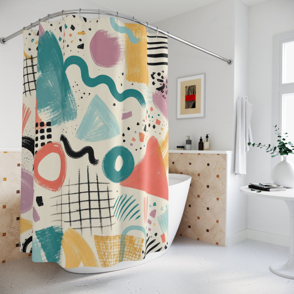 80s Abstract Shower Curtain