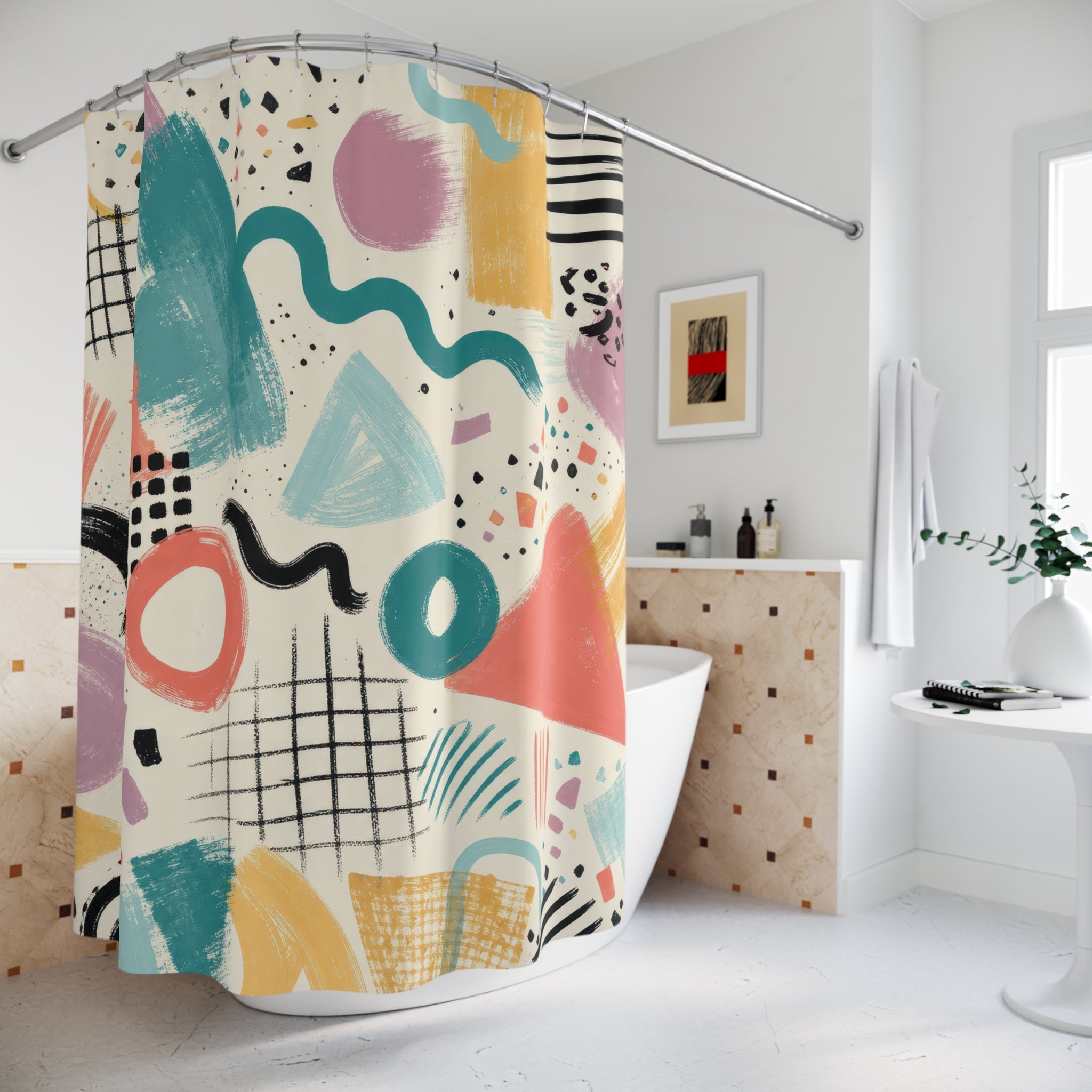 80s Abstract Shower Curtain