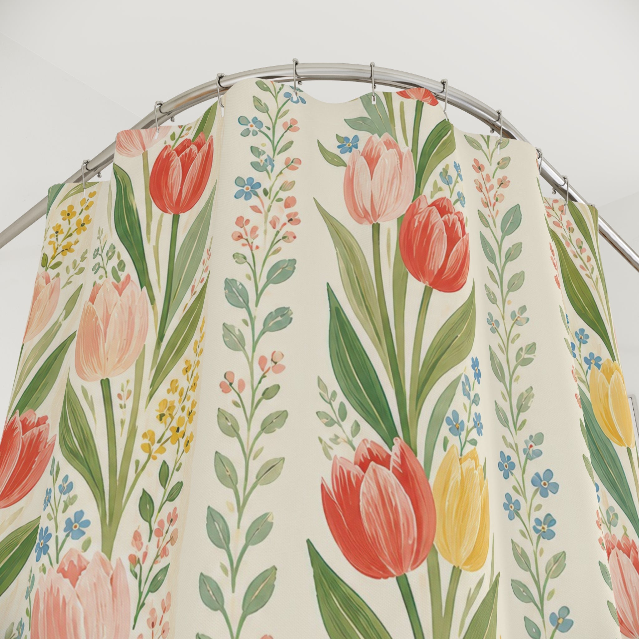 Vertical Floral Stripe Shower Curtain