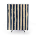 Rough Navy Indigo Brush Stripe Shower Curtain