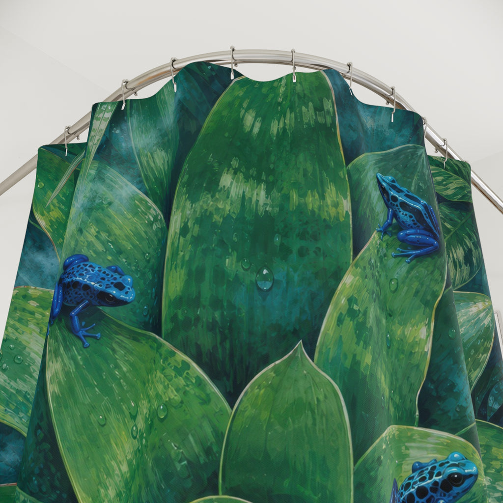 Blue and Green Rainforest Frog Shower Curtain