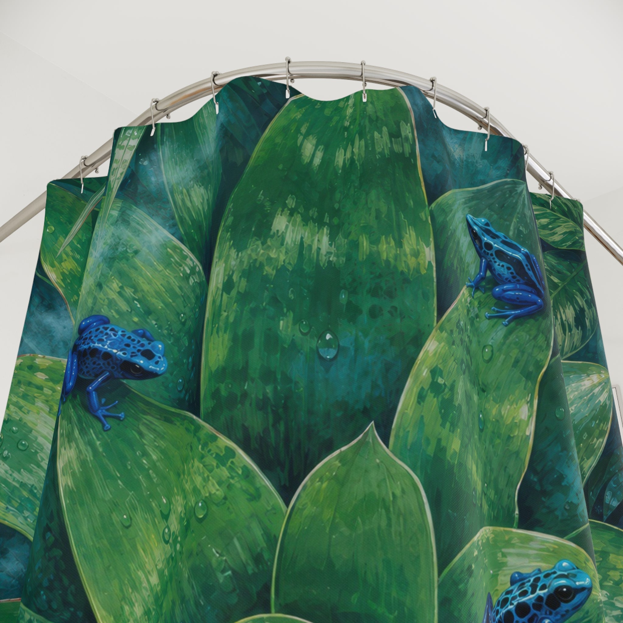 Blue and Green Rainforest Frog Shower Curtain