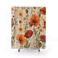 Orange Poppy Meadow Shower Curtain