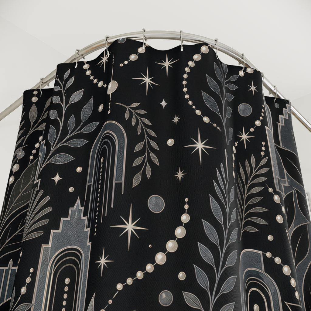 Deco Silver Black Shower Curtain