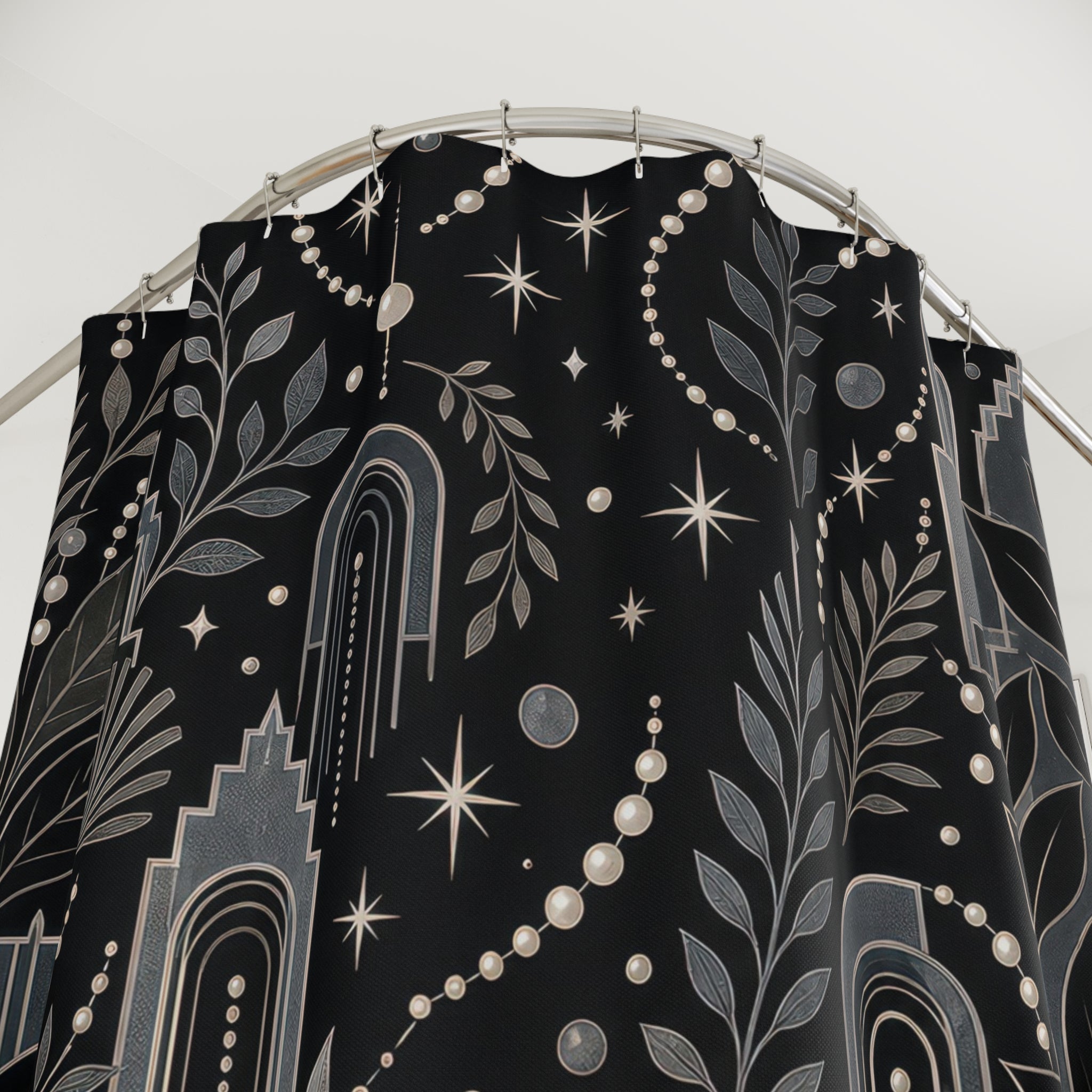 Deco Silver Black Shower Curtain
