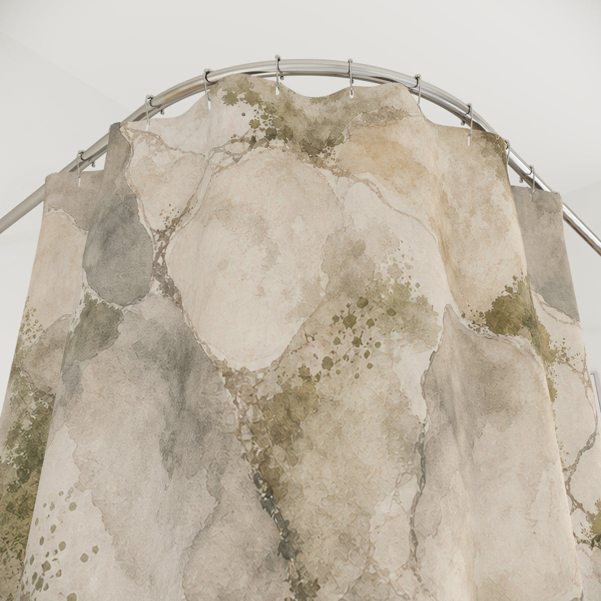 Green Beige Stone Texture Shower Curtain