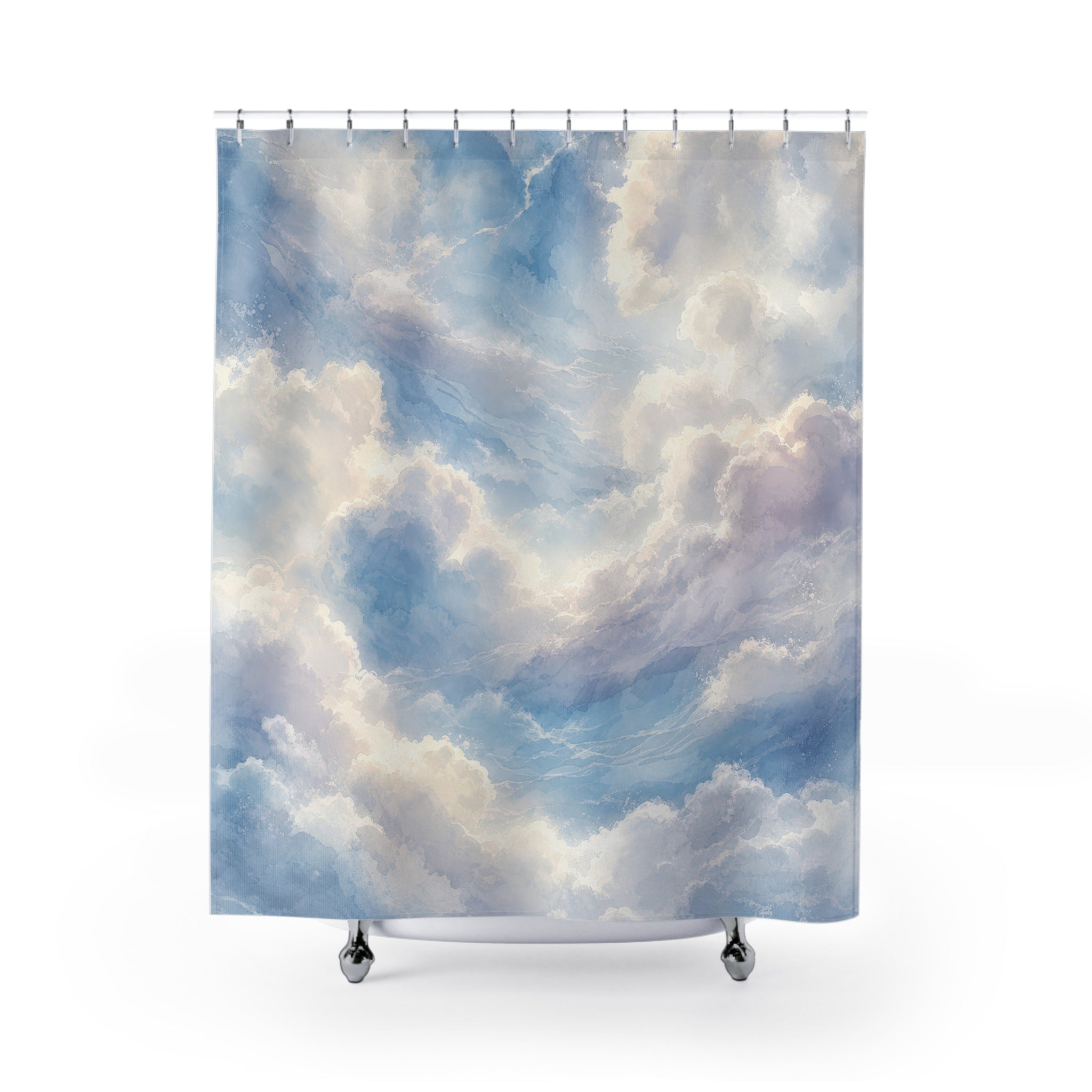 Cloud Shower Curtain: Soft Blue Sky Pattern