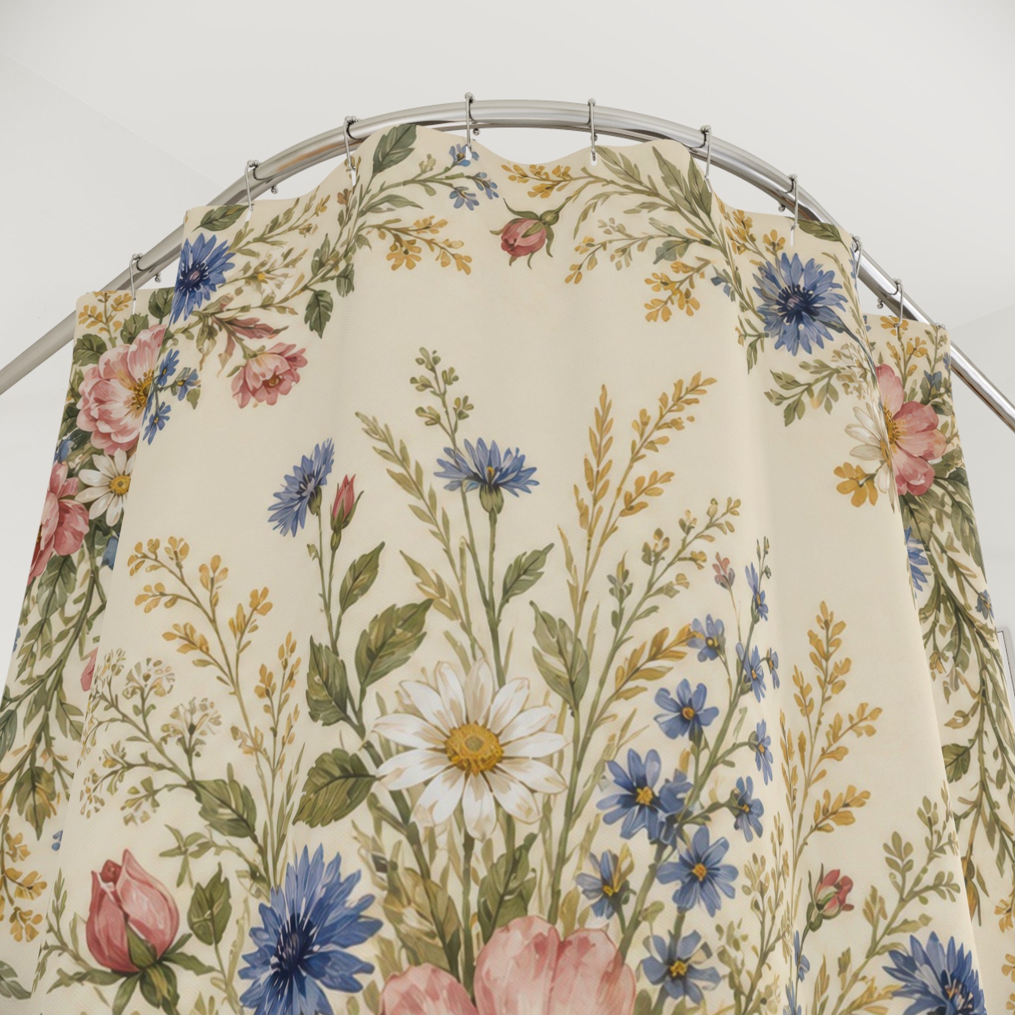 Country Wildflower Wreath Shower Curtain