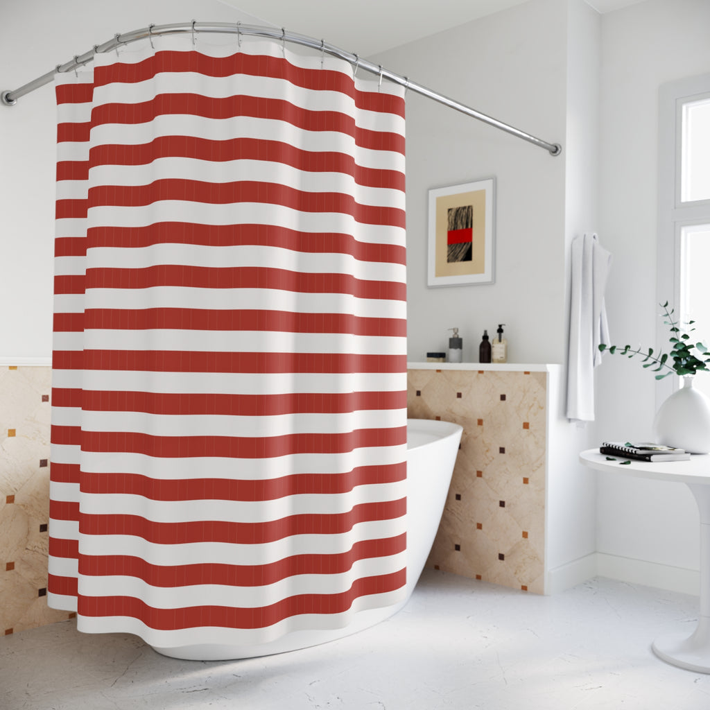 Red & White Horizontal Stripe Shower Curtain – Cabana