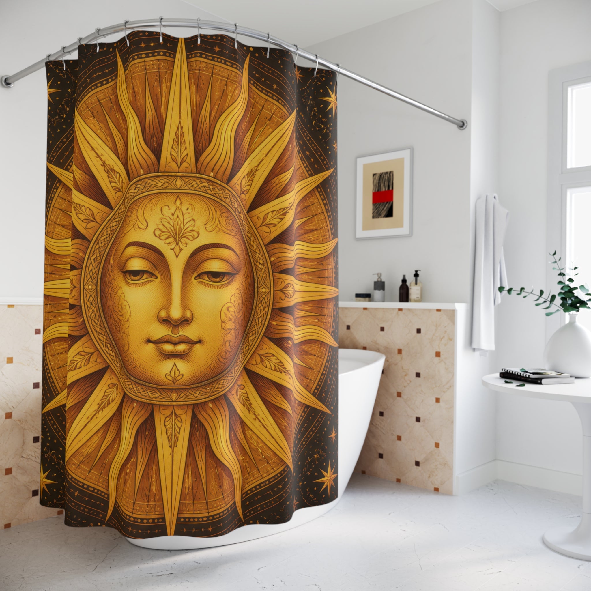 Gilded Solar Medallion Shower Curtain