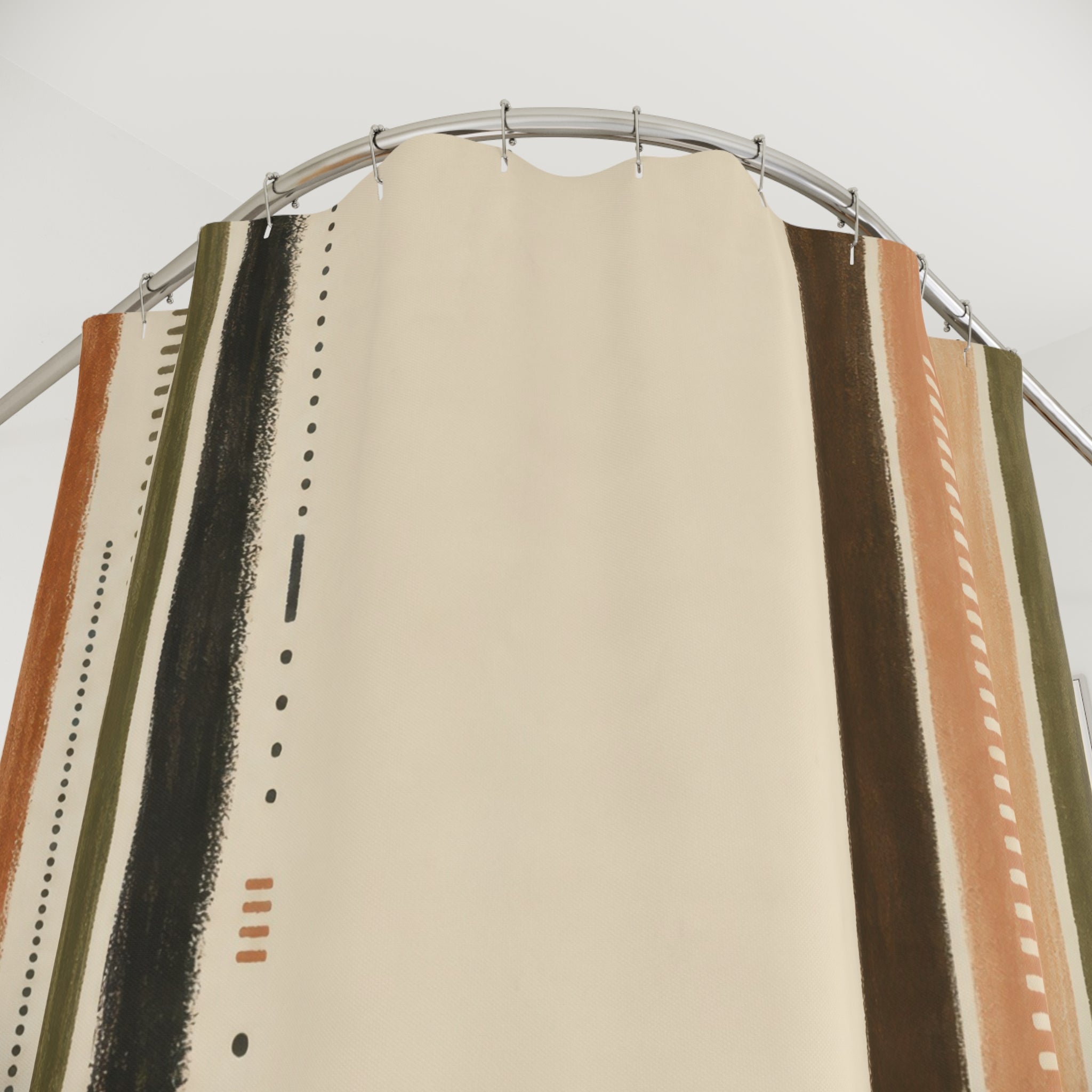 Cream Tan Minimal Vertical Stripe Shower Curtain