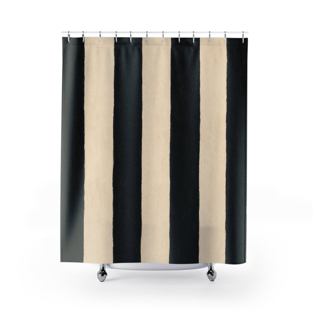 Ivory White Cabana Stripe Shower Curtain