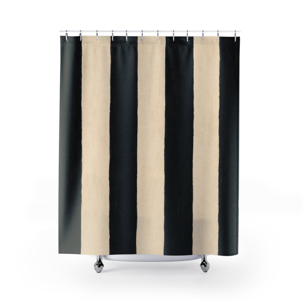 Ivory White Cabana Stripe Shower Curtain