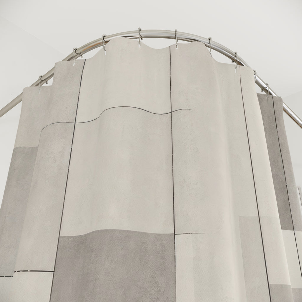 Beige Gray Geometric Shower Curtain