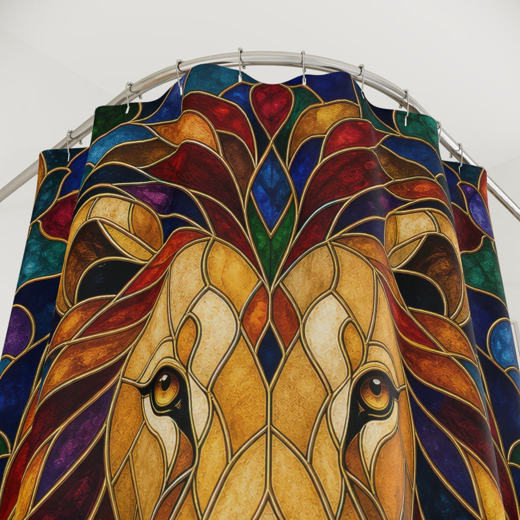 Stained Glass Lion Shower Curtain