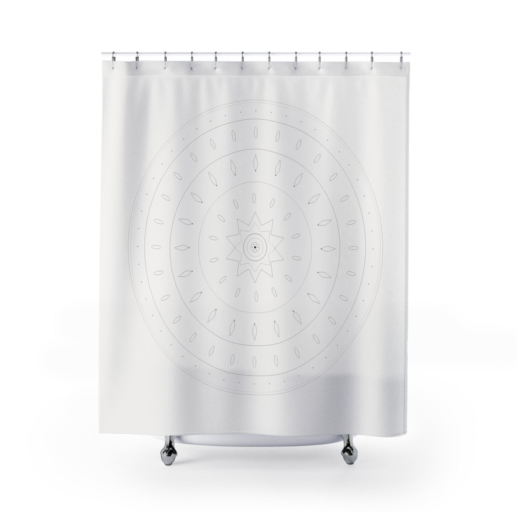 Line Art Mandala Shower Curtain – Charcoal on White