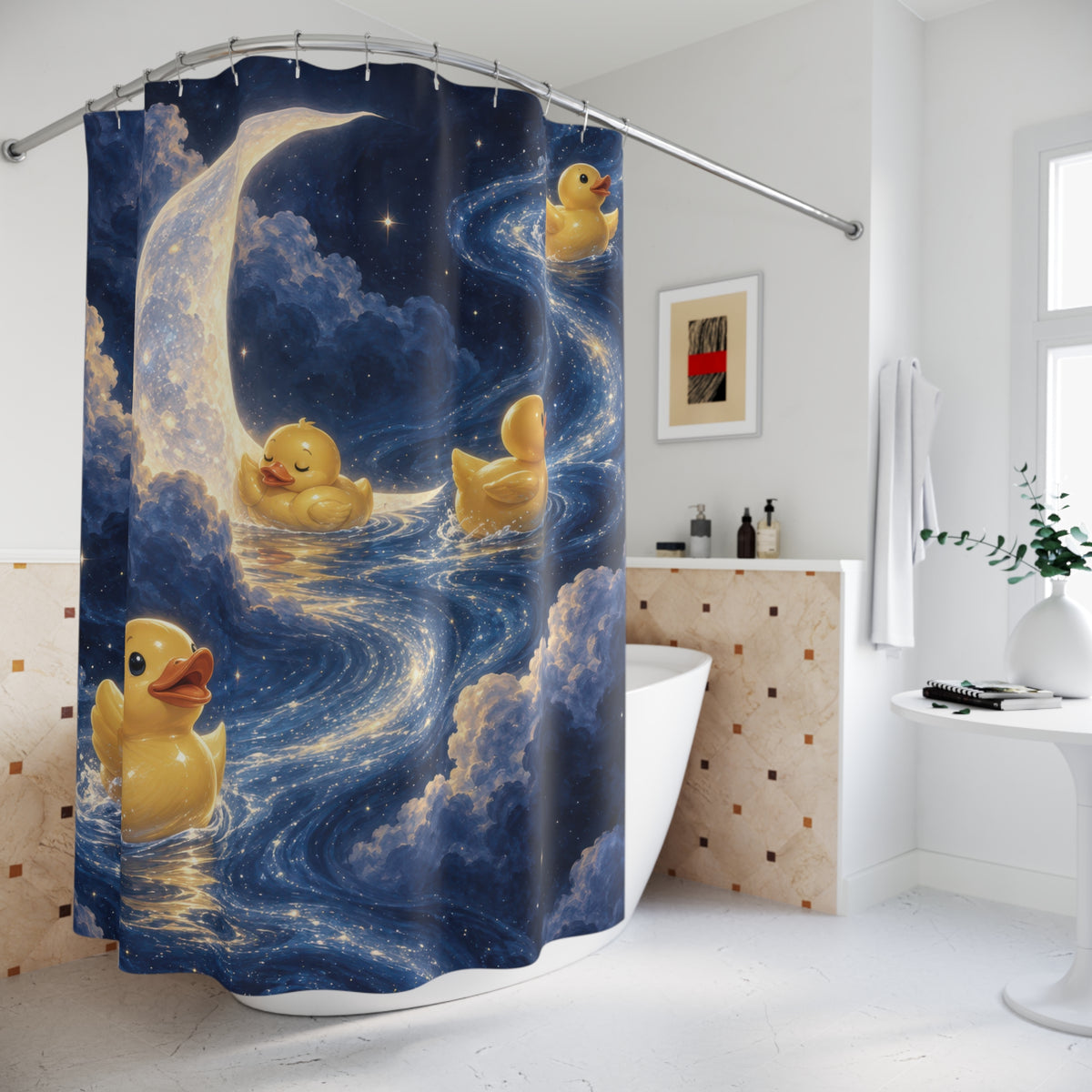Rubber Duck Shower Curtain – Midnight Moon