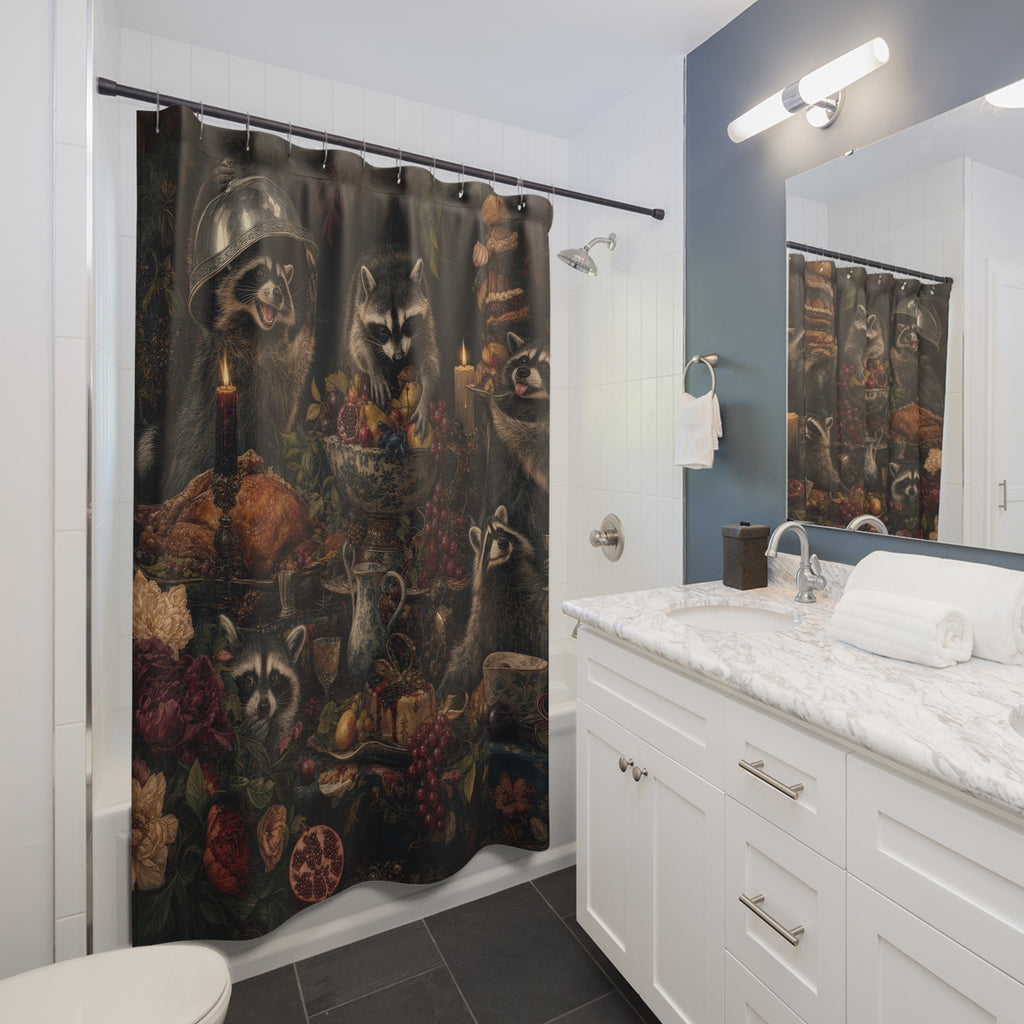 Raccoon Candlelight Banquet Shower Curtain