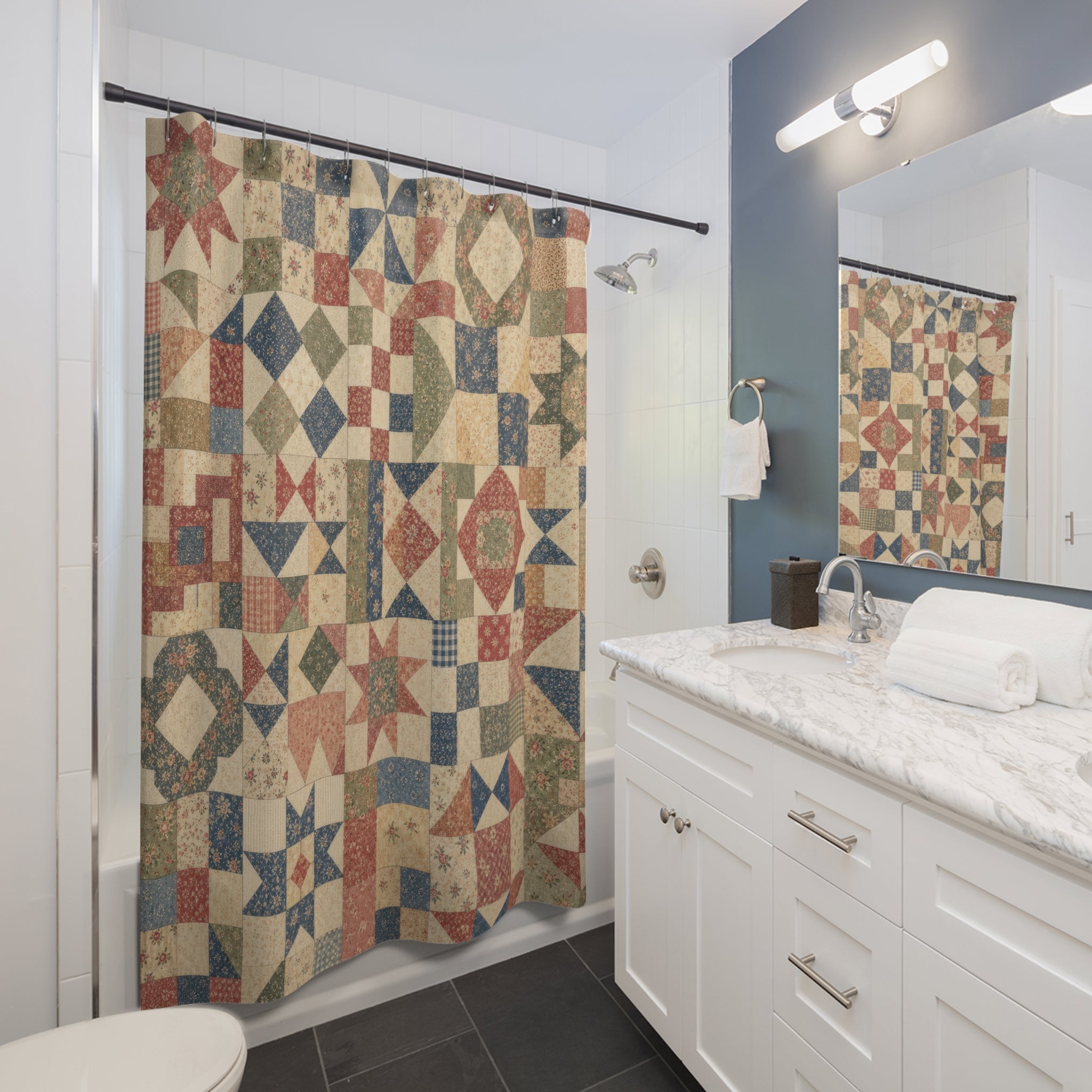 Vintage Patchwork Quilt Shower Curtain