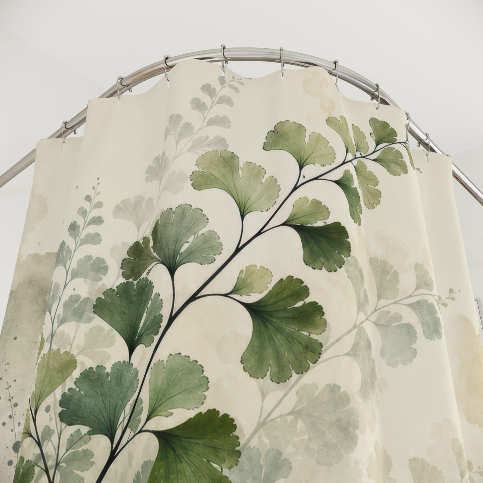 Misty Sumi-e Maidenhair Fern Shower Curtain