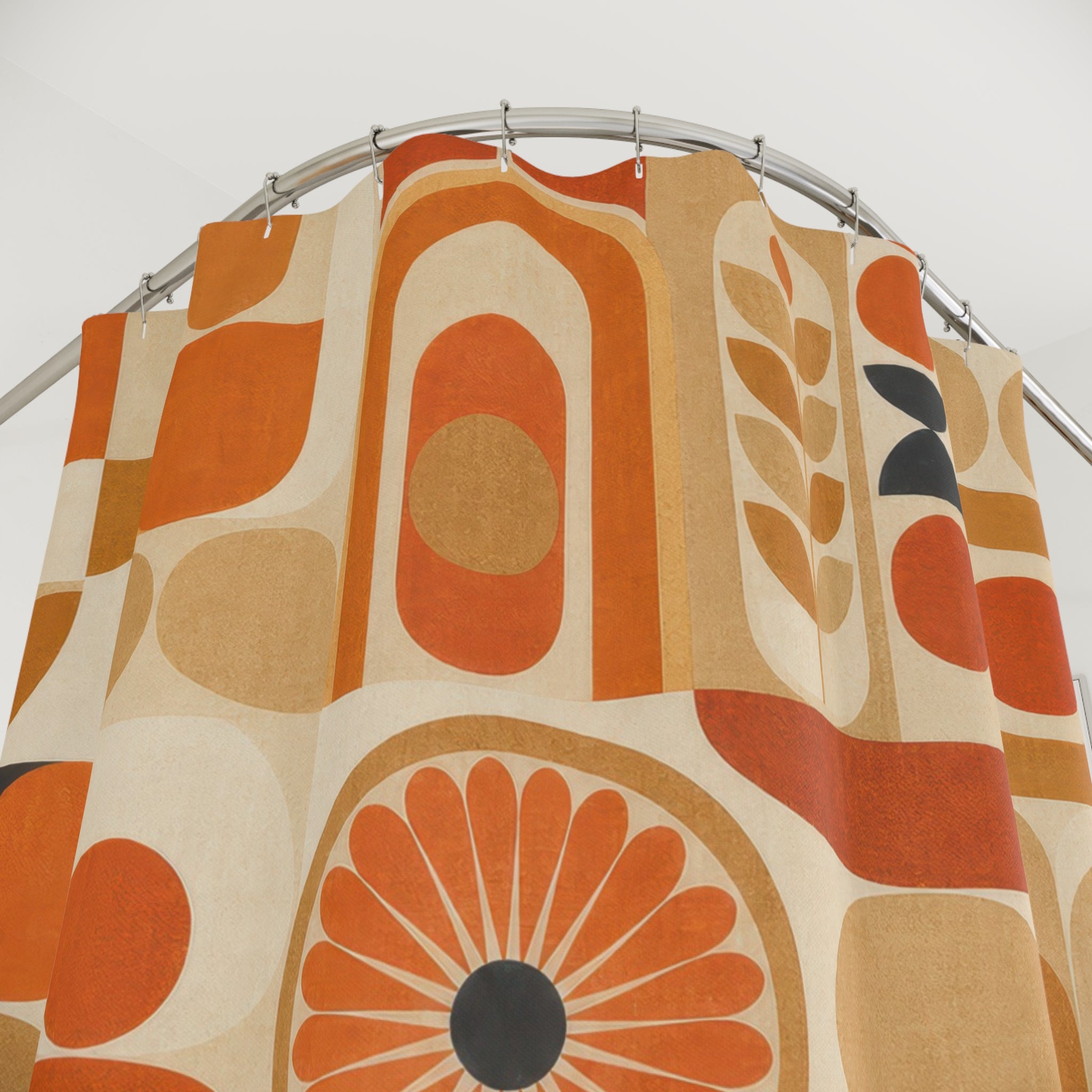 Orange Retro Shower Curtain