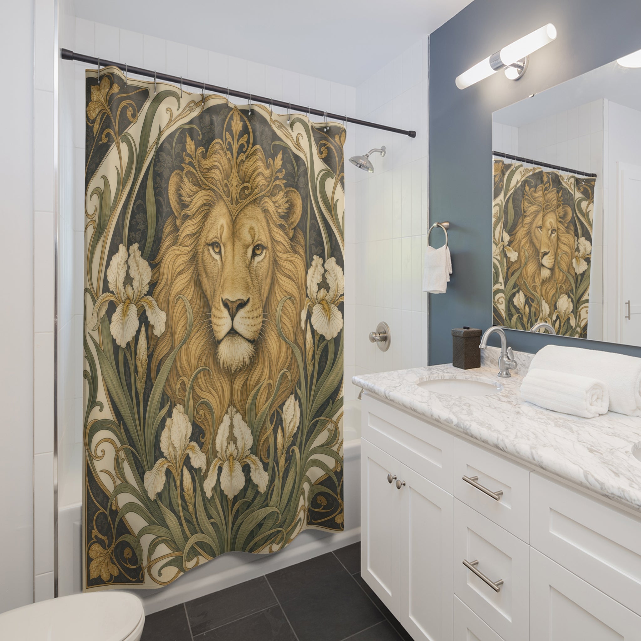 Art Nouveau Floral Animal Portrait Shower Curtain