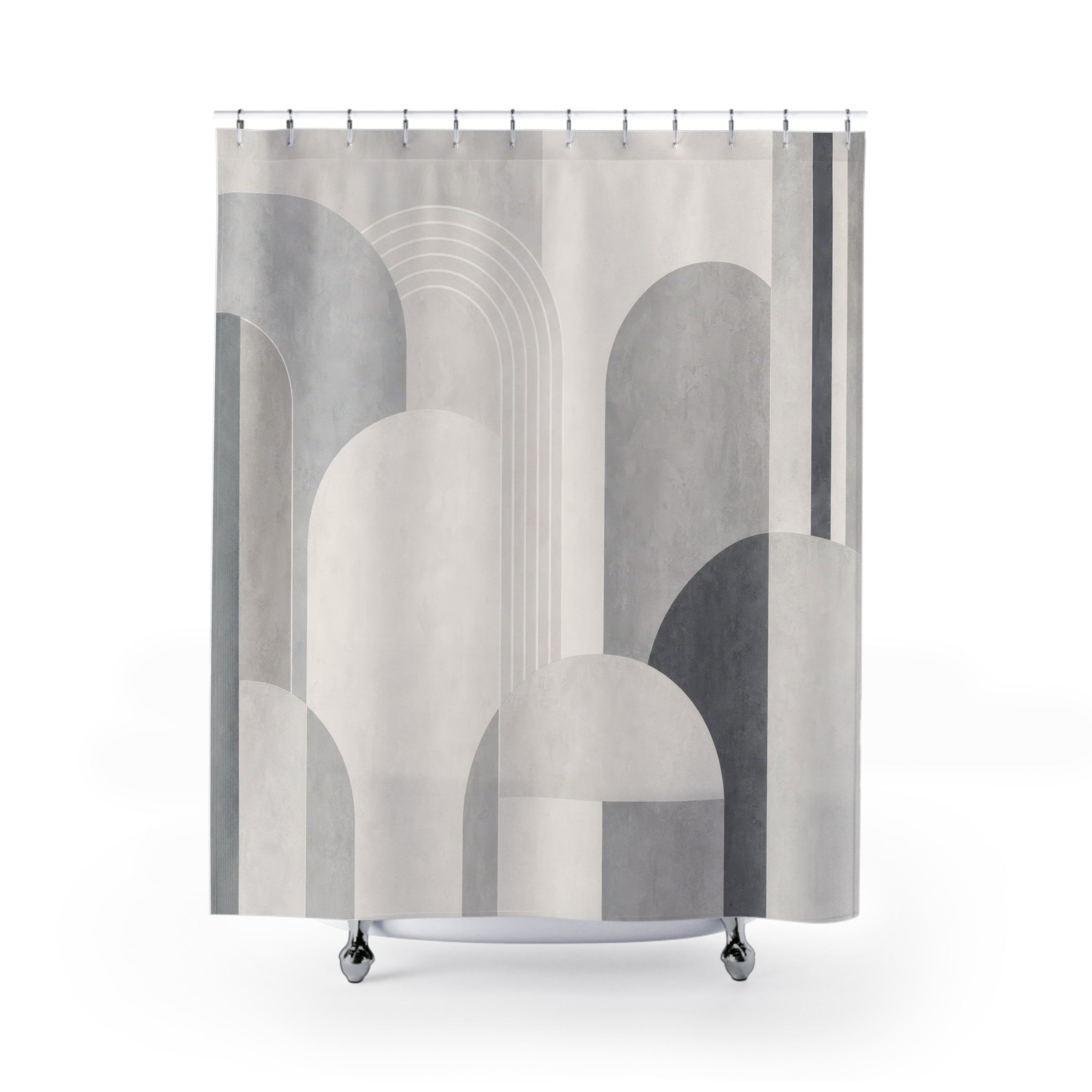Grey White Geometric Shower Curtain